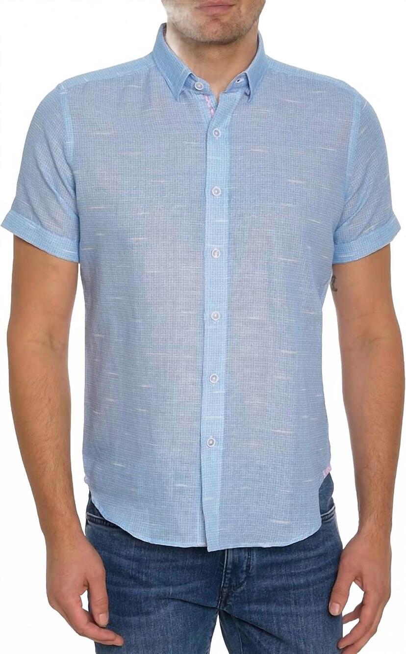 NEW ROBERT GRAHAM sloan short sleeve button down shirt -plus in blue